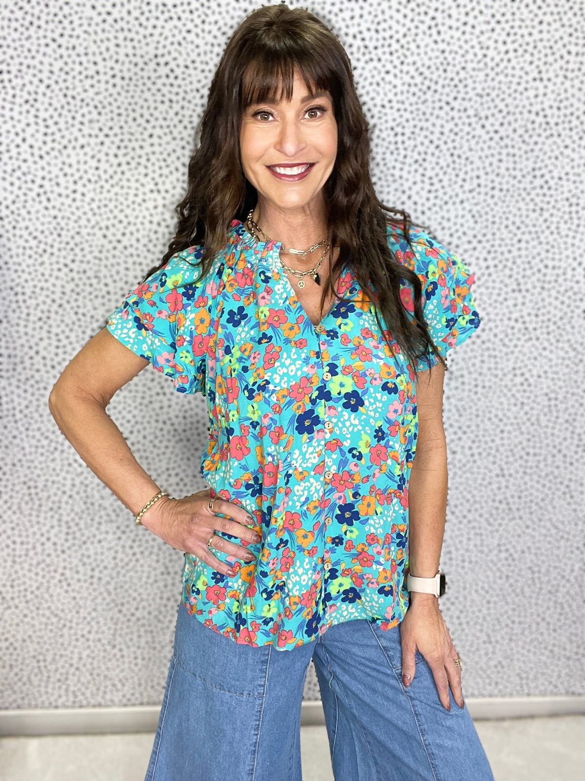 Floral Muse Double Wing Short Sleeve Top In 2 Colors *Final Sale*