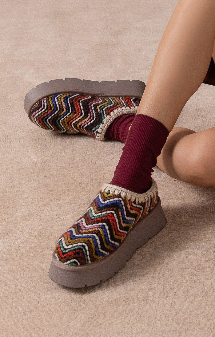 The Babs Boho Shearling Mules Multi Color