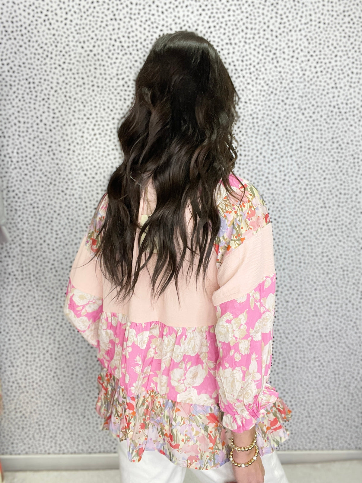 Better Believe It Print Mix Tiered Top In 2 Colors *Final Sale*