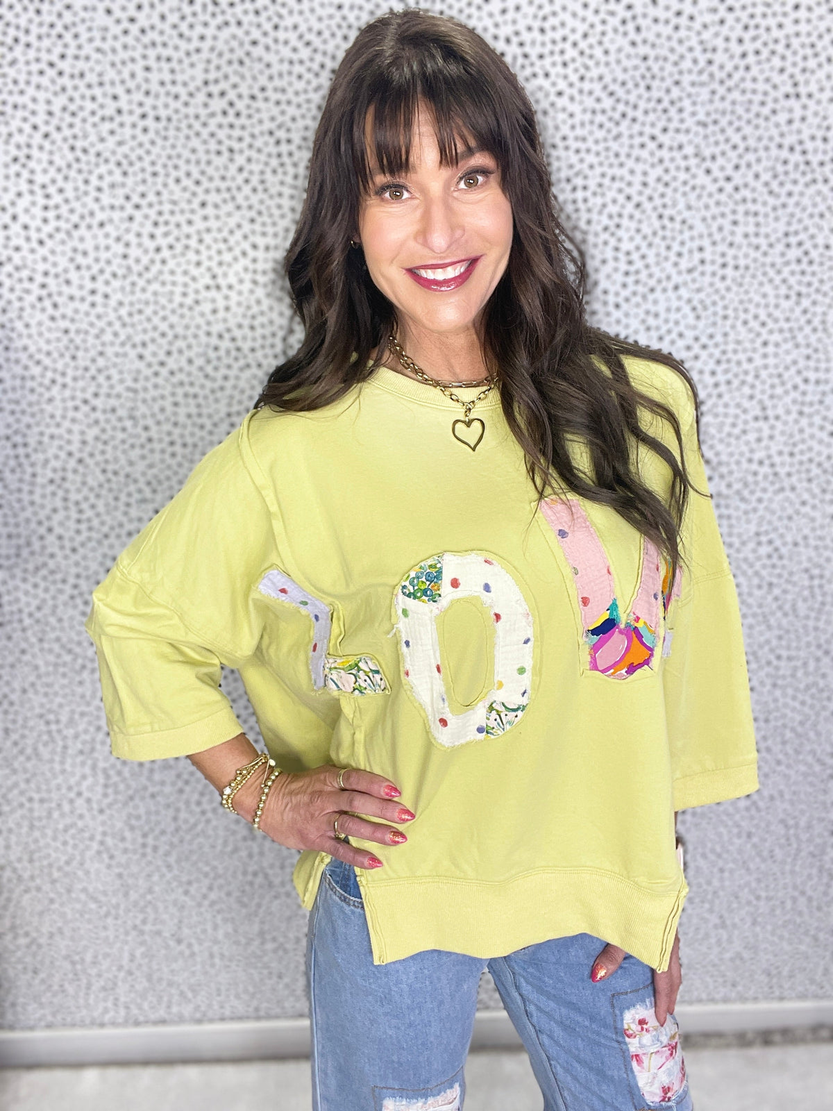 Love All Around Love Patch Terry Knit Pullover In 6 Colors