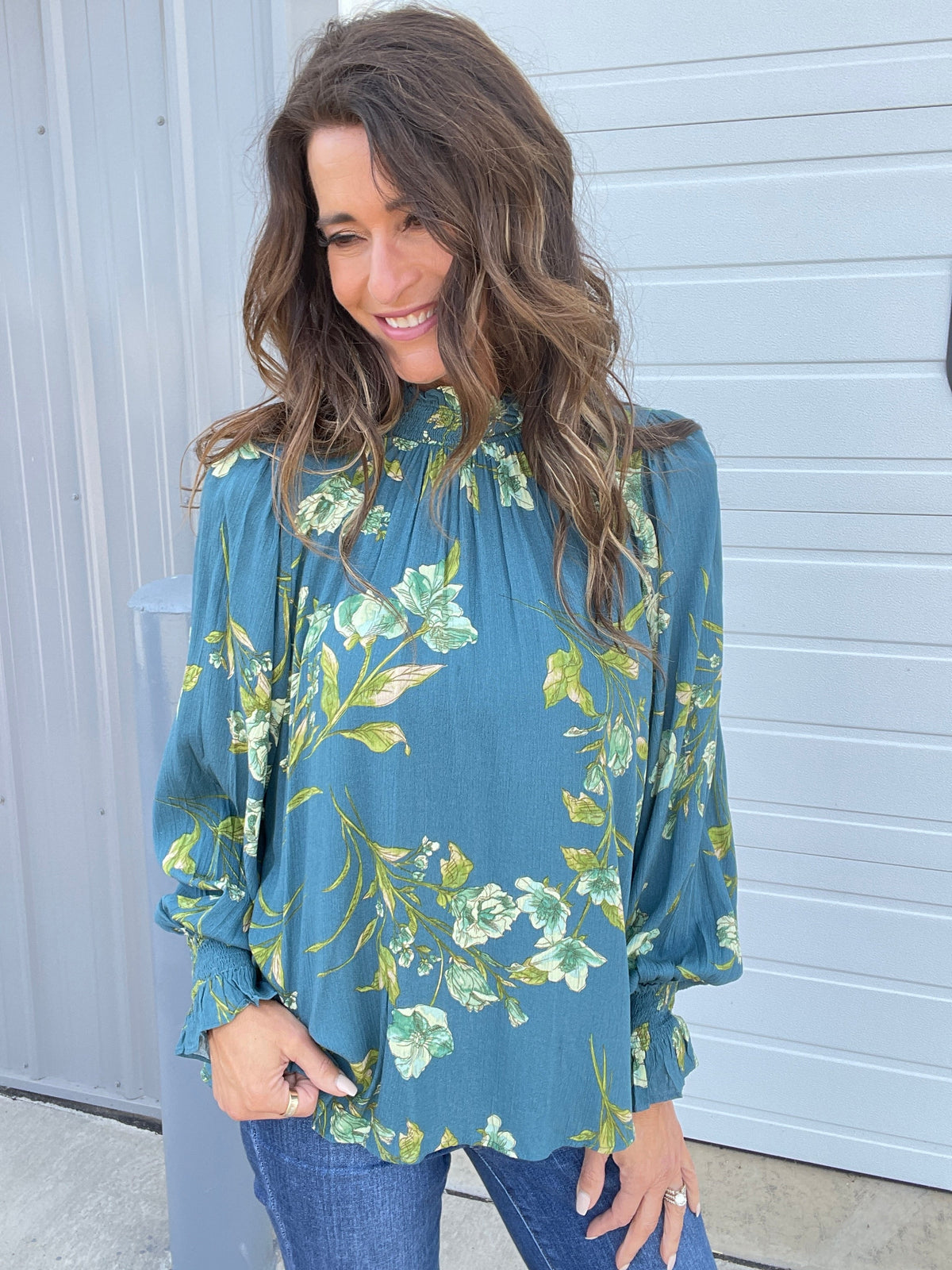 Where Have You Been Mock Neck Blouse In 3 Colors: Golden, Teal. Plum *Final Sale*