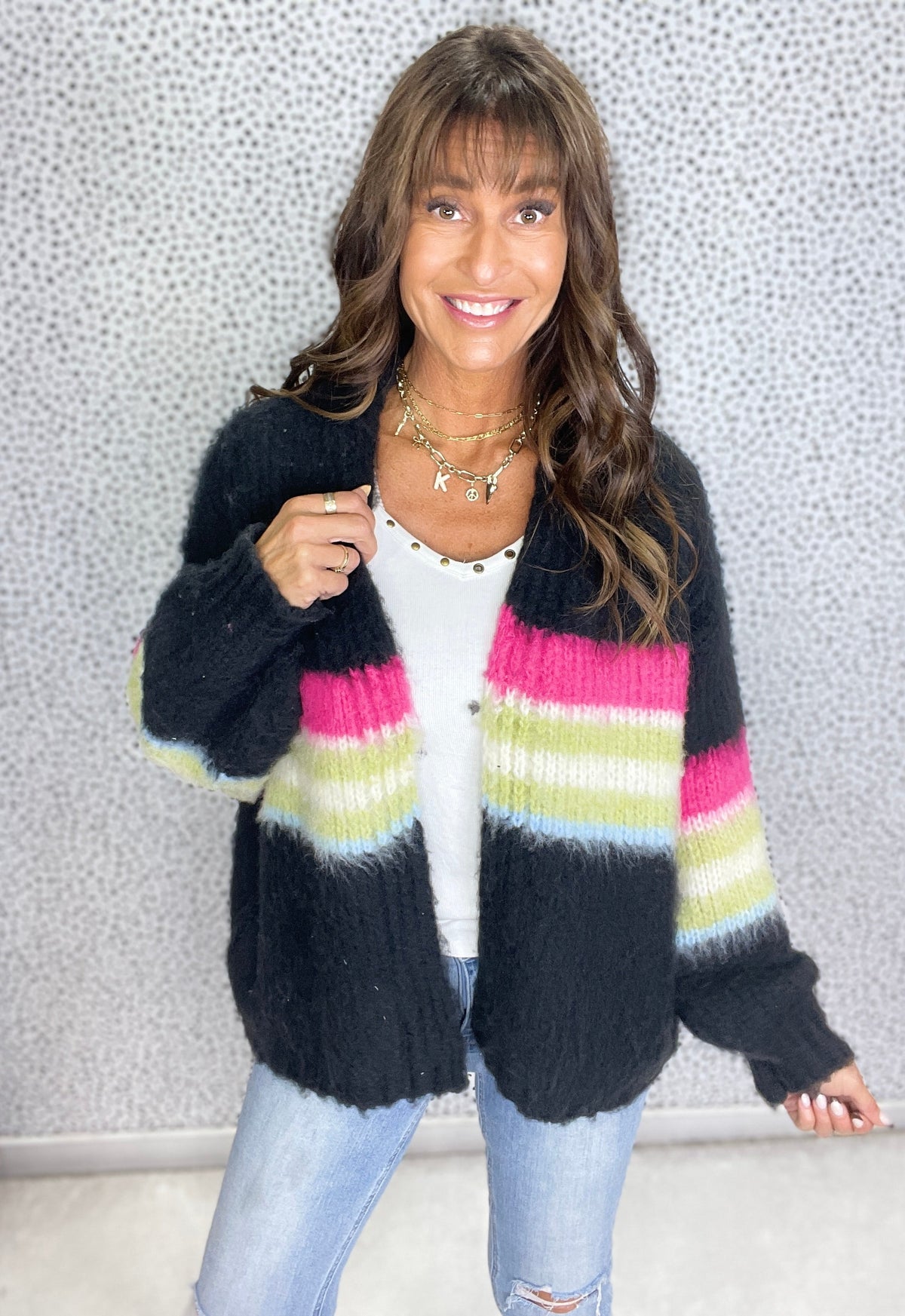 POL Midnight Horizon Striped Cardigan *Final Sale*