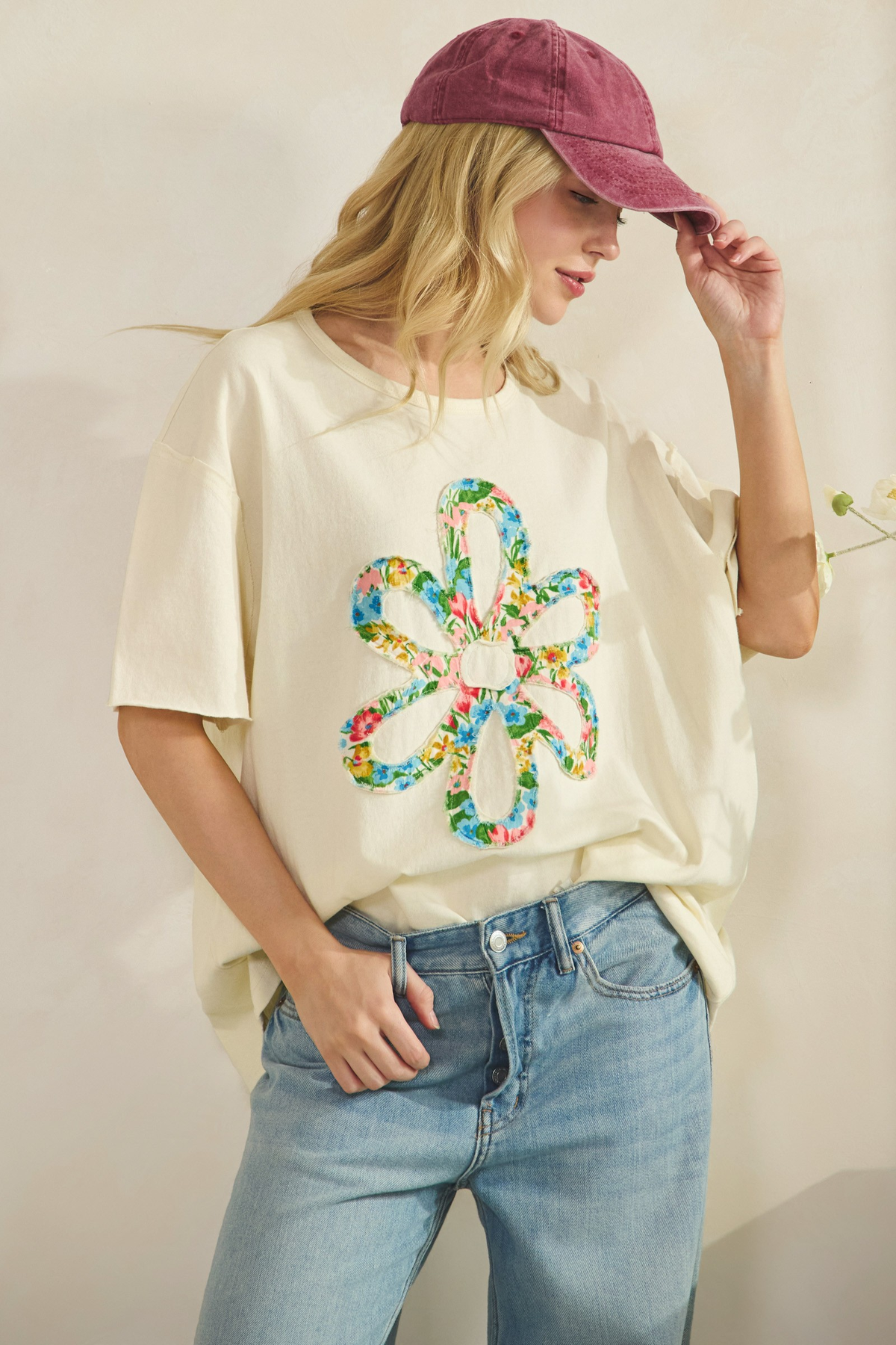 Cutting A Path Wildflower Patch Top In Ivory