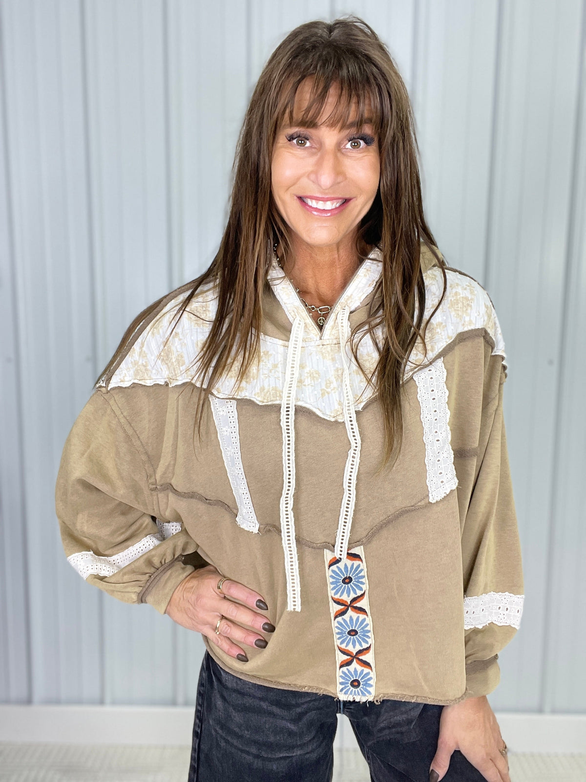 POL Boho Days Balloon Sleeve Hoodie In 2 Colors