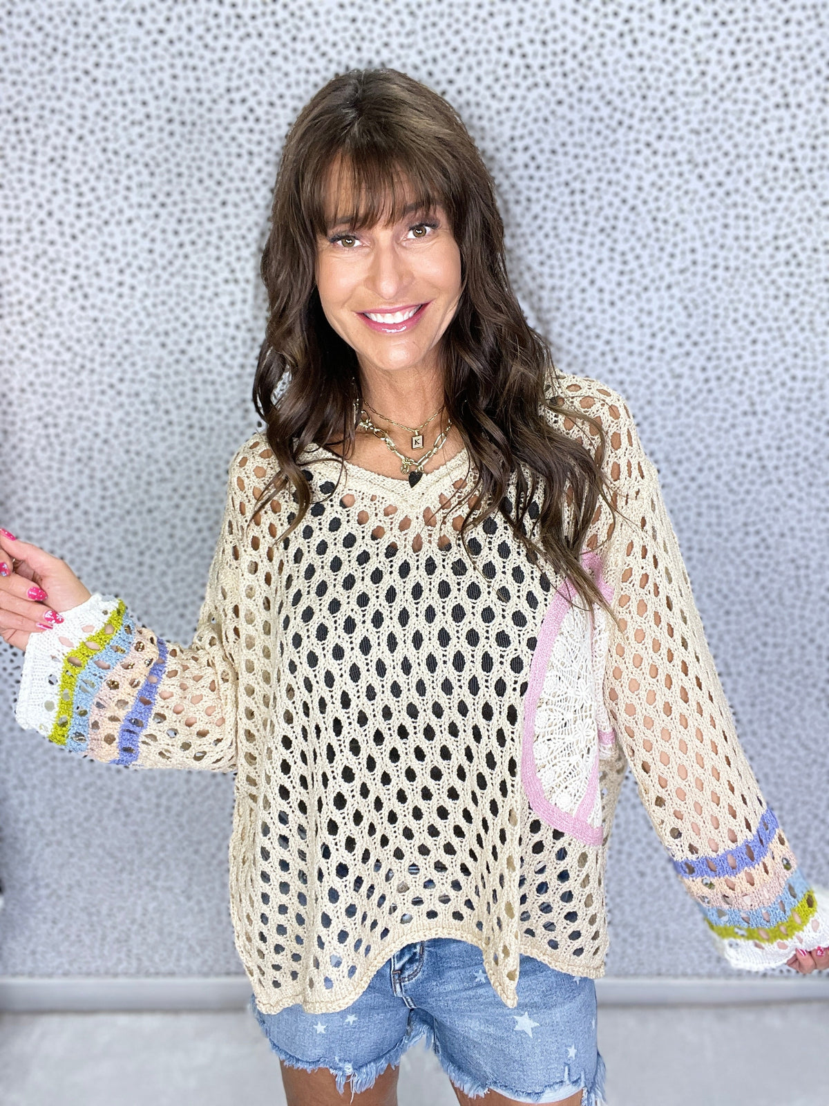 Pol Point Crochet V-Neck Sweater in 3 Colors