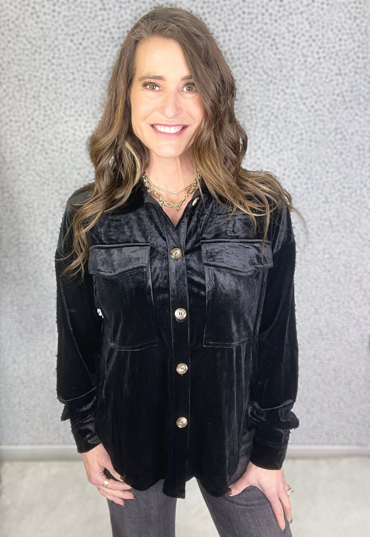 Top Hat Oversized Velvet Top In Black *Final Sale*