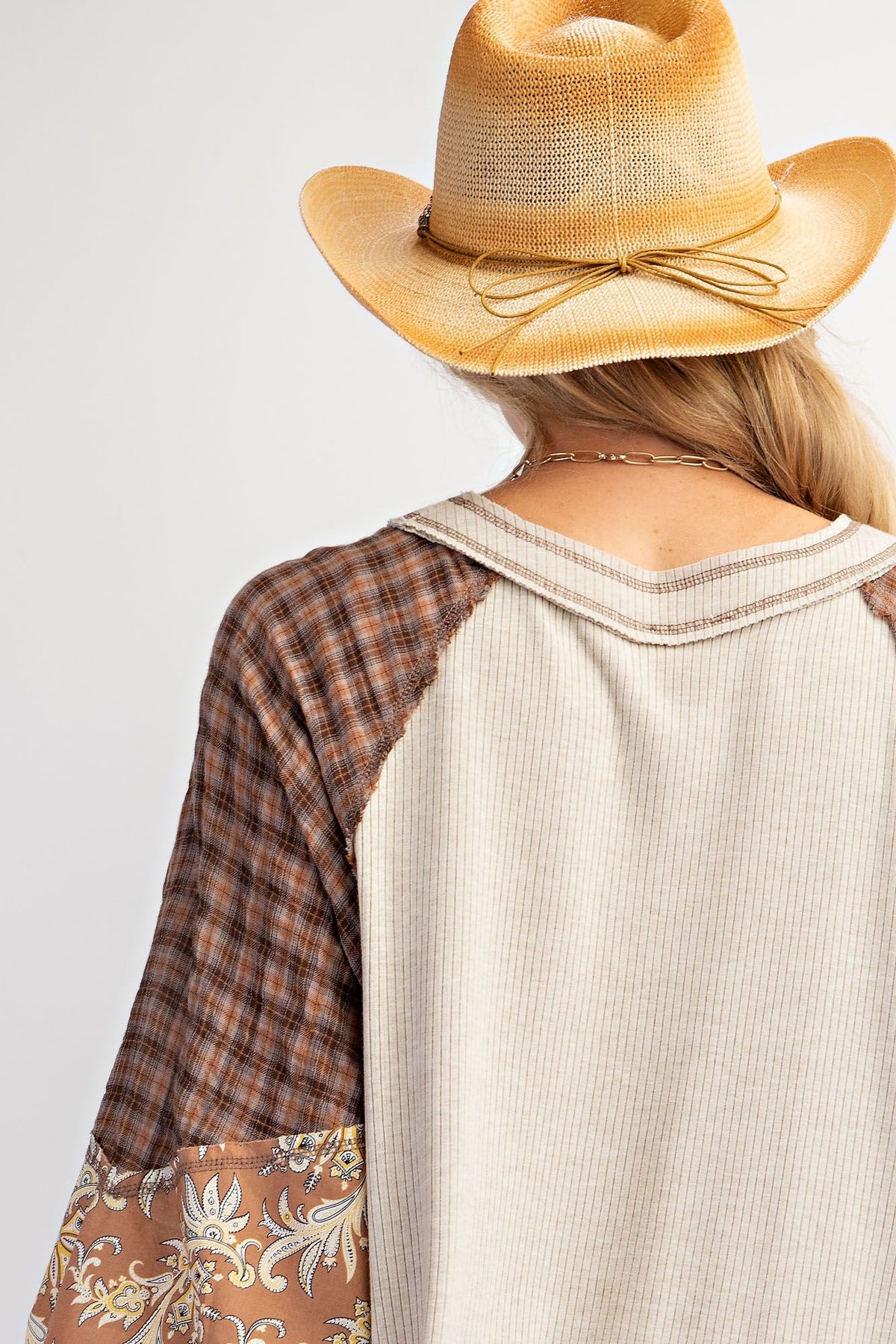 Mix It All Up Rib Knit Print Top In Stone *Final Sale*
