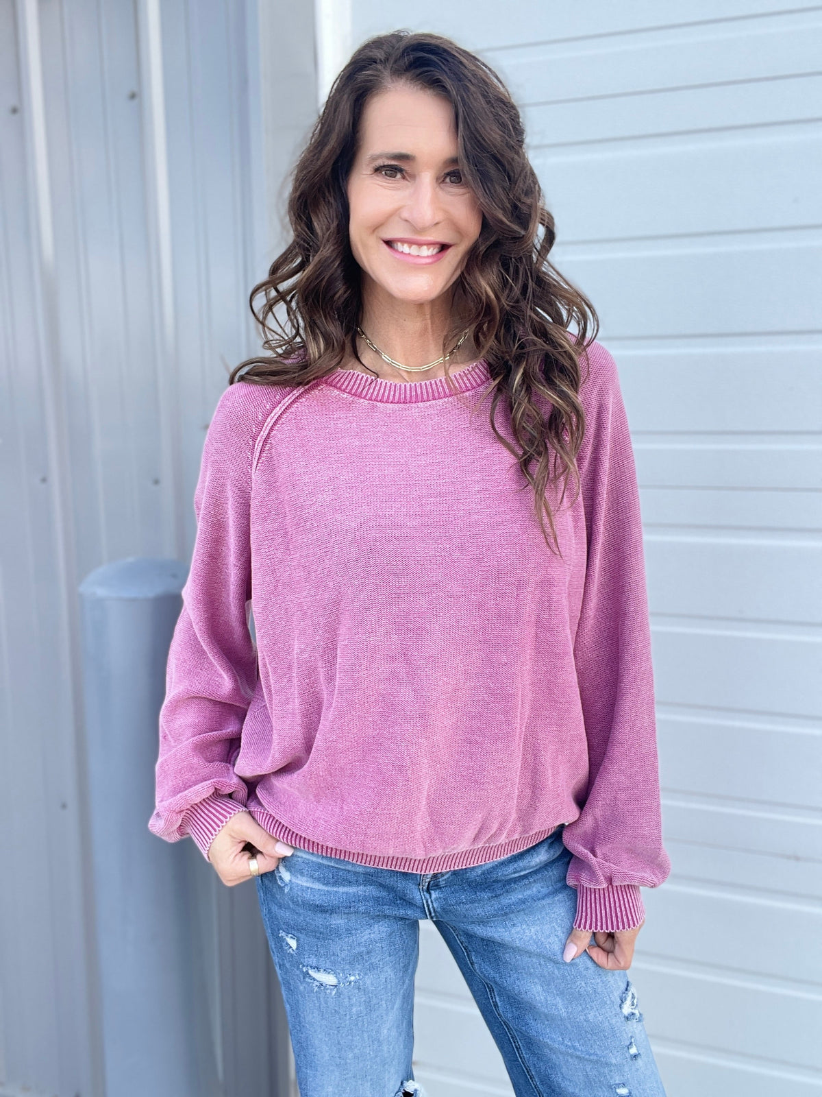 Love For Me Mineral Washed Sweater In 2 Colors