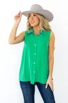 Woven Button Down Top With Collar in 4 Colors