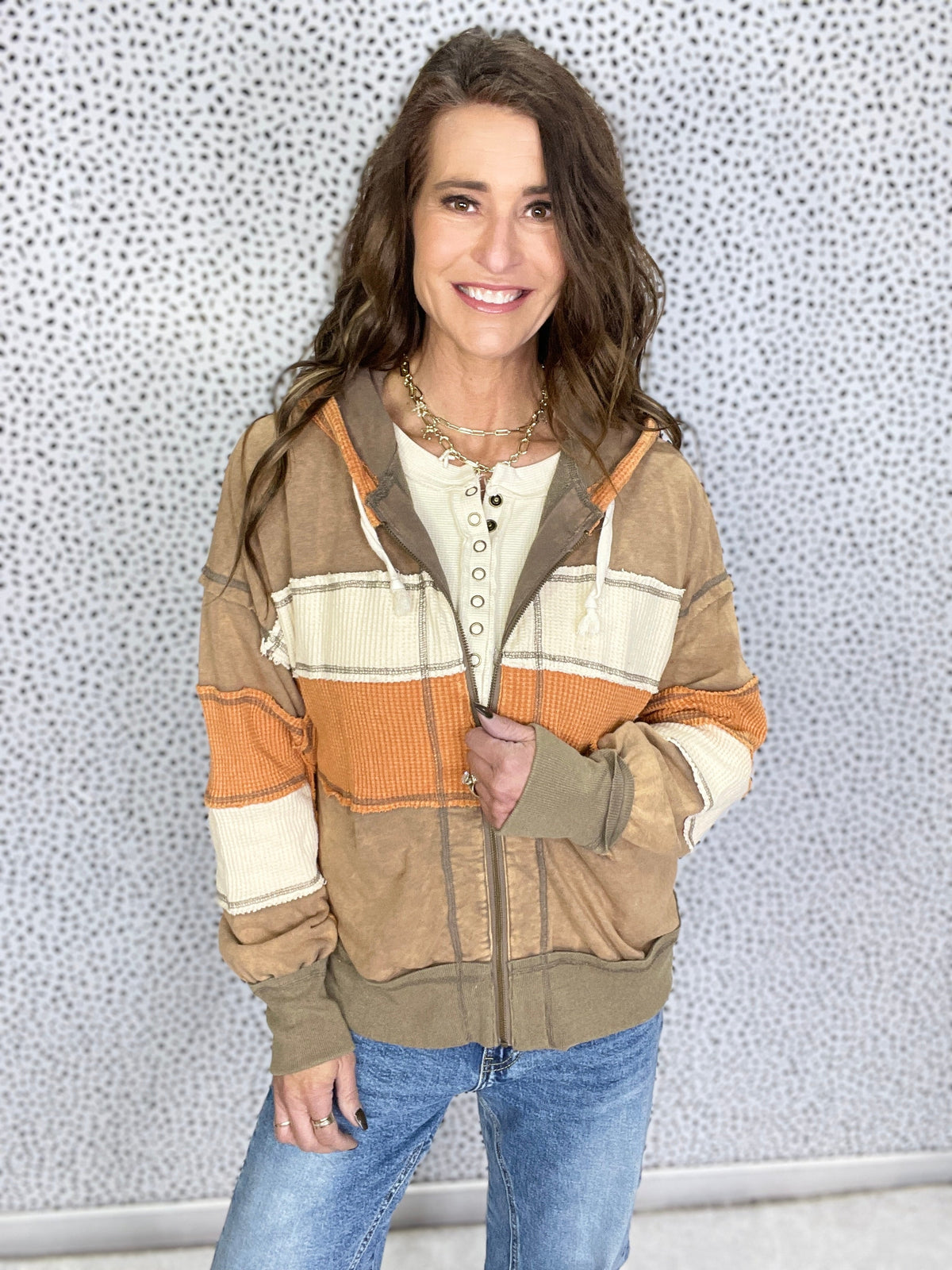 Oli & Hali Two Steps Back Color Block Thermal Jacket