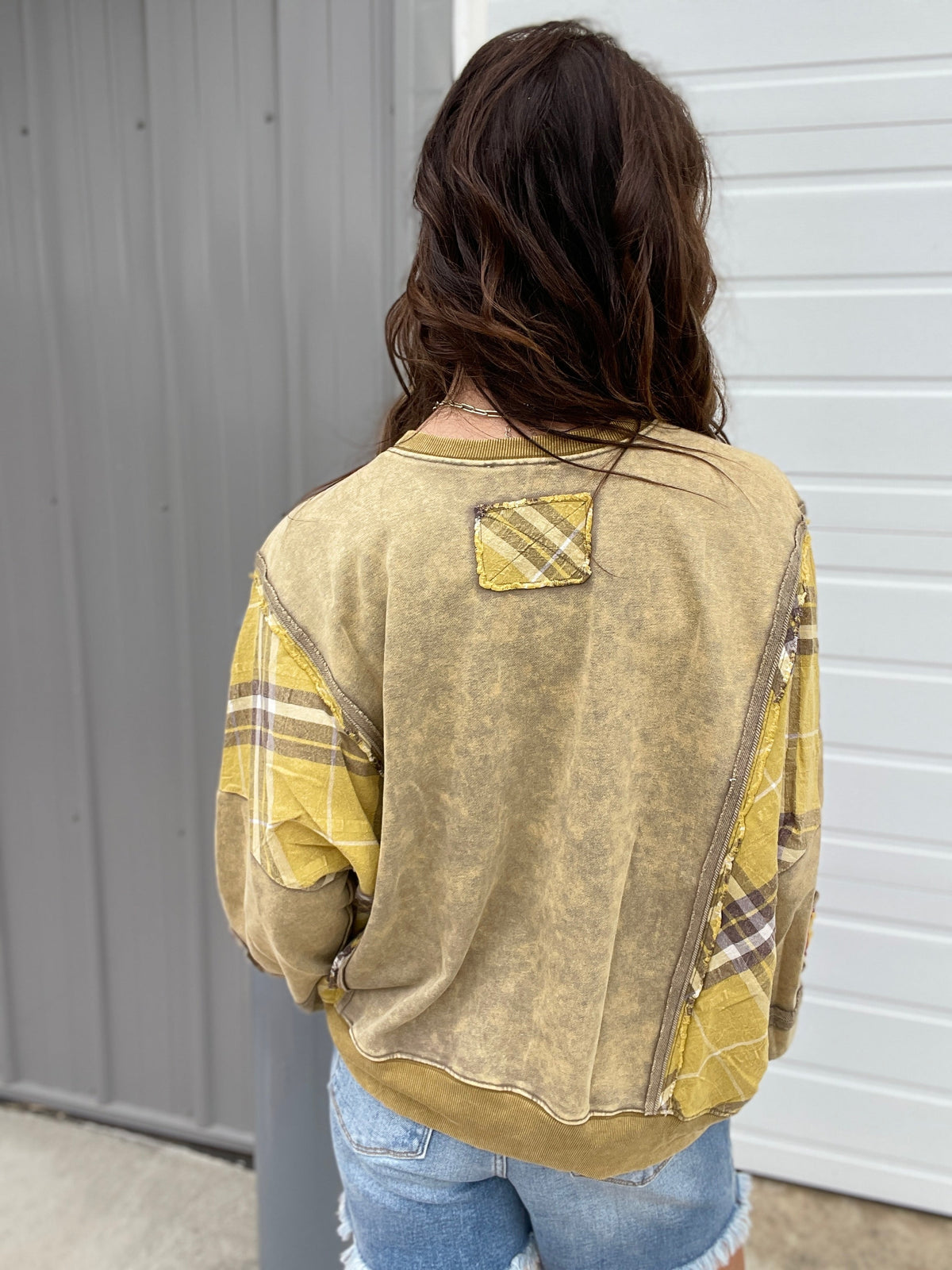 All My Heart Patch Mineral Washed Pullover In 2 Colors: Golden, Pumpkin