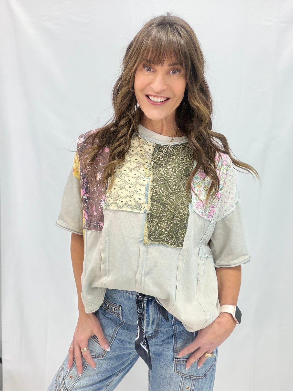 Oli & Hali You Make Me Sing Patchwork Top In 2 Colors