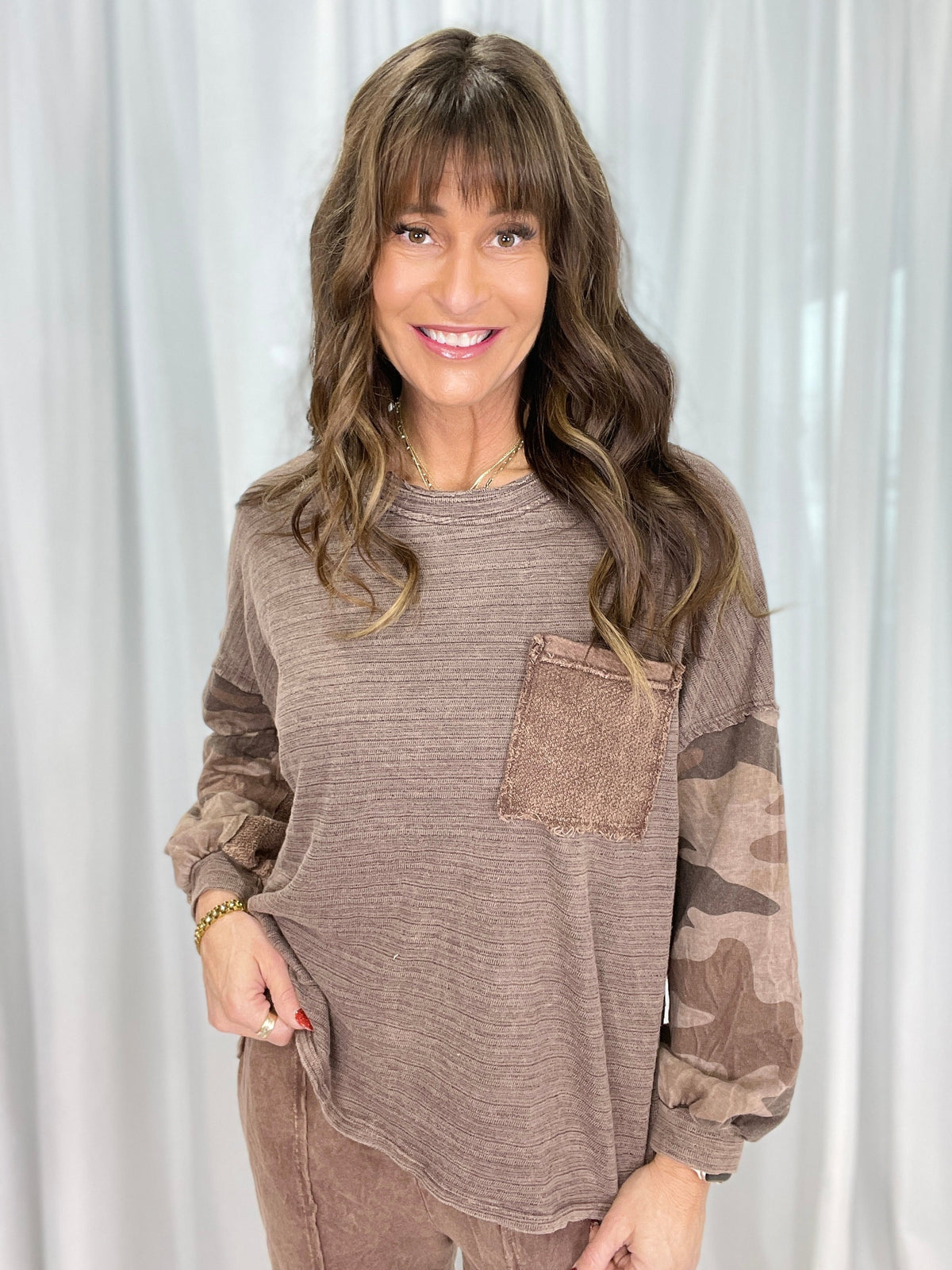 Camo Cocoa Long Sleeve Top In 3 Colors