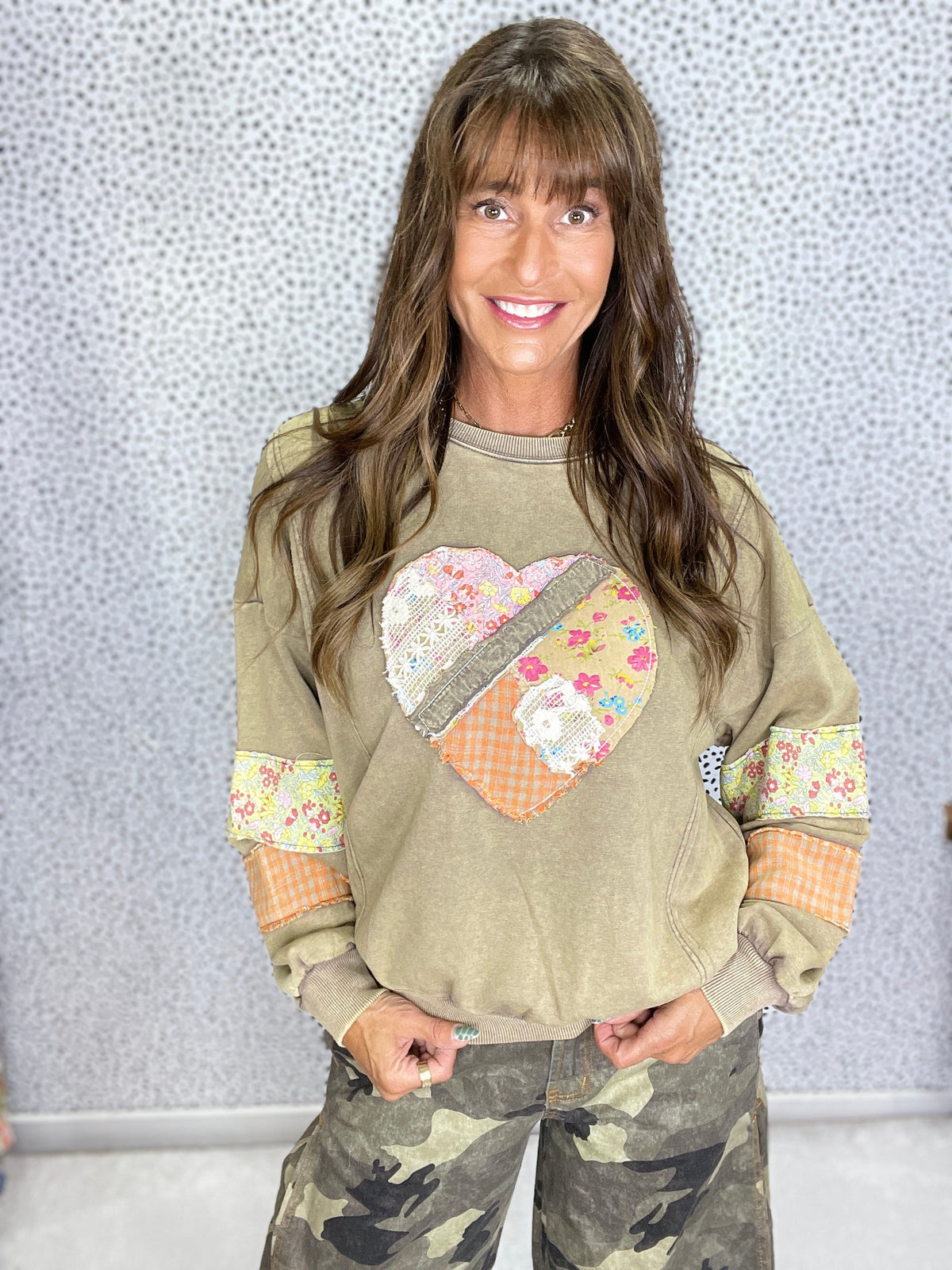 Patchwork Heart Sweatshirt in 3 Colors