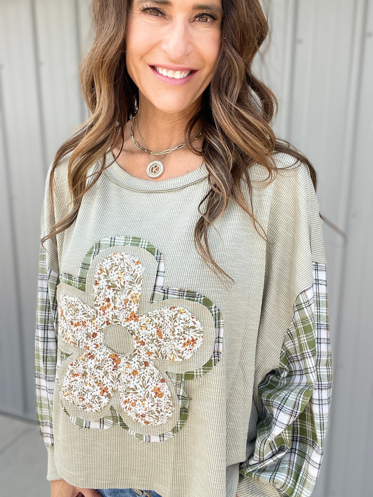POL Rustic Bloom Knit Top In 4 Colors: Sage, Mocha, Rose *Final Sale*