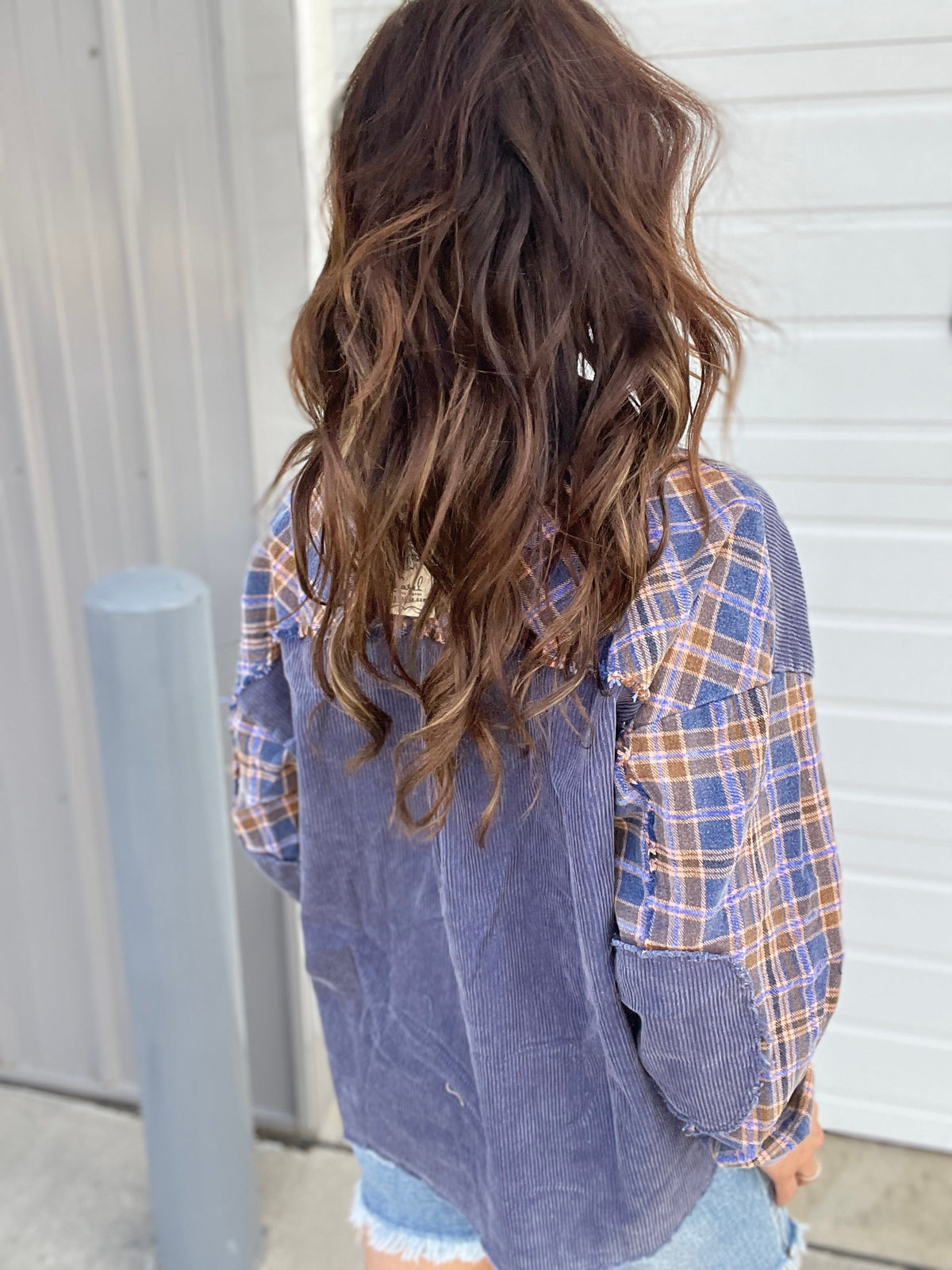 Return To Grace Plaid Mix Corduroy Shacket
