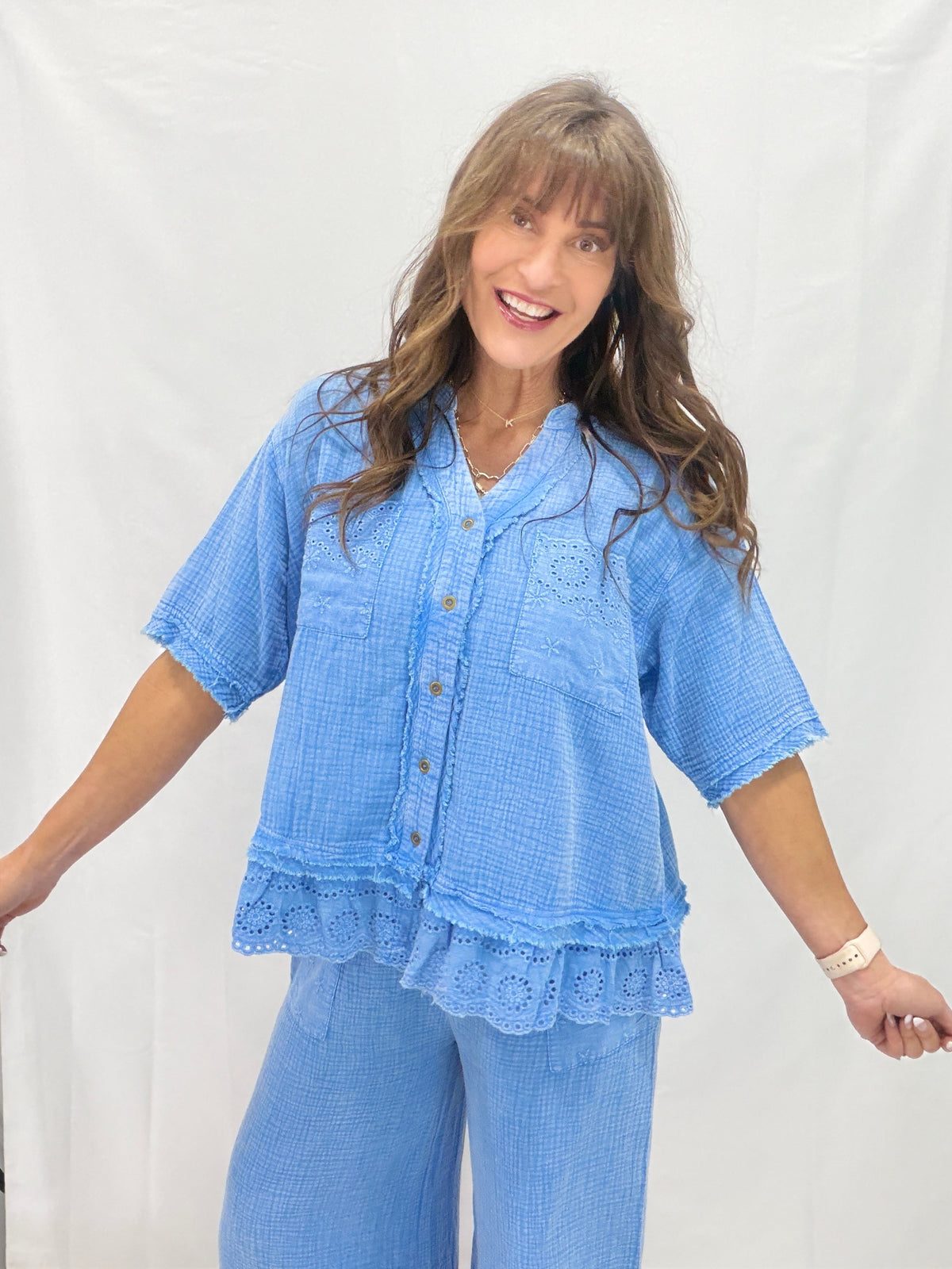 Calming Myself Button Down Top In 3 Colors
