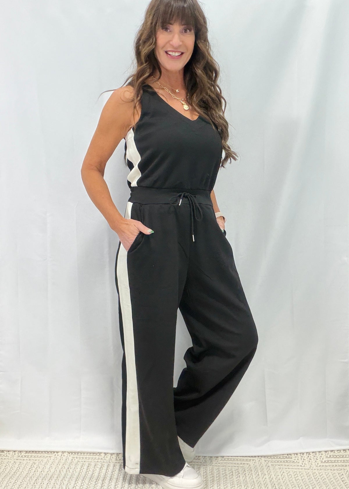 Stay In The Game Sleeveless Jumpsuit In Black