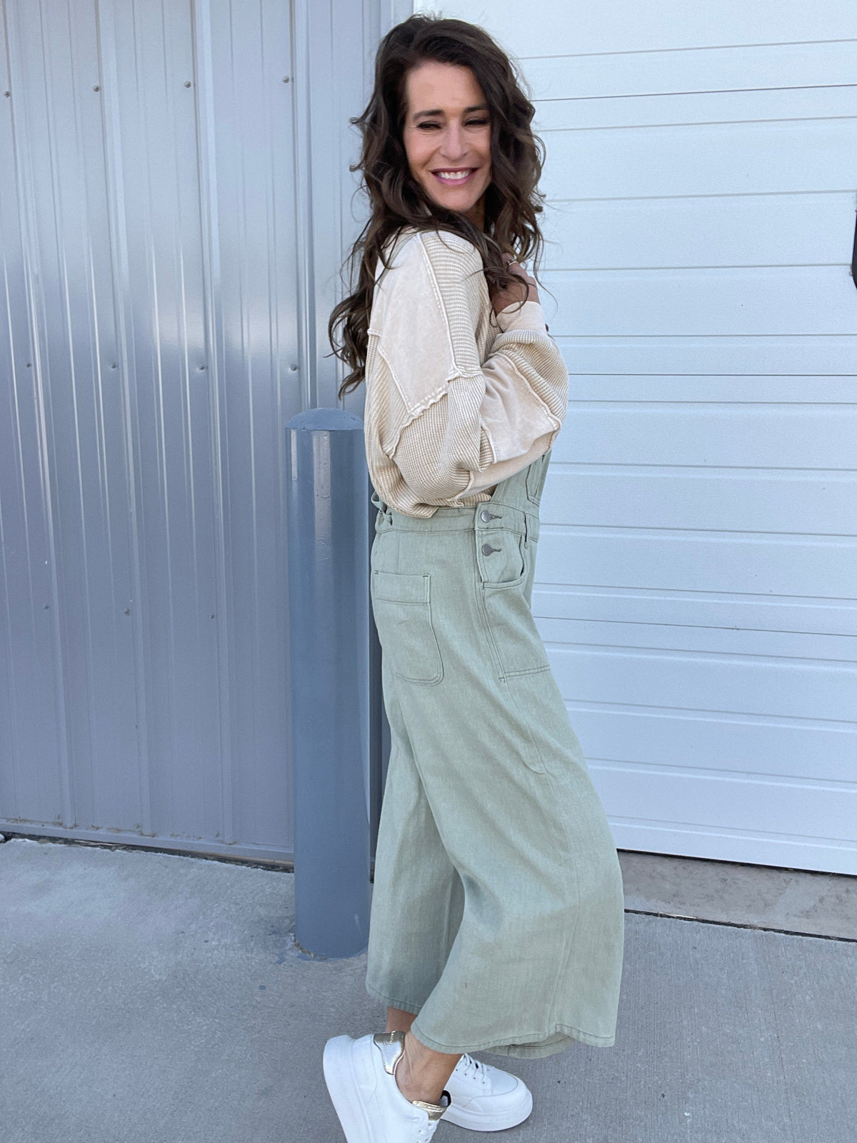 Heartbreaker Washed Twill Overalls In 2 Colors: Mocha, Sage *Final Sale*