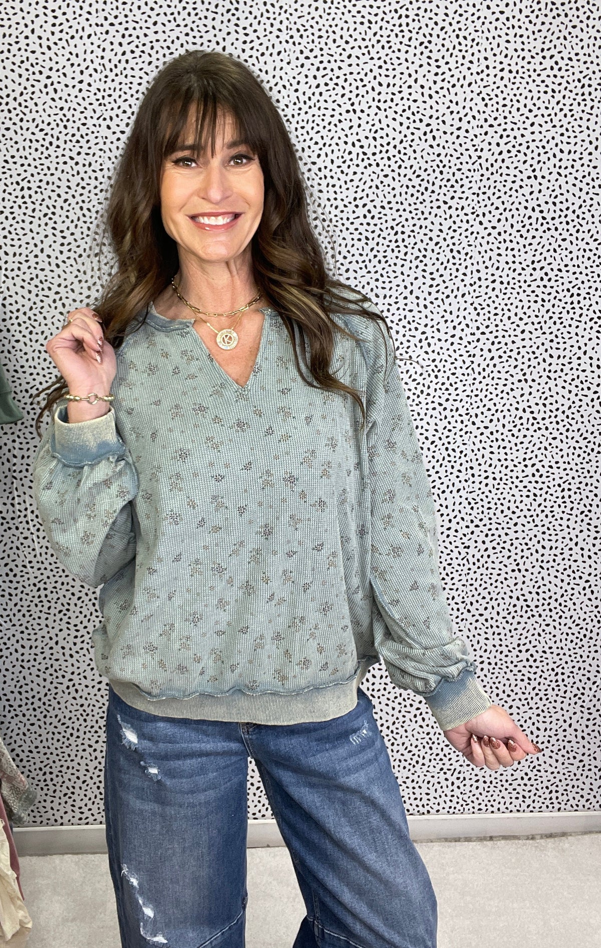 Days Are Getting Long Printed Thermal Long Sleeve Top In 3 Colors