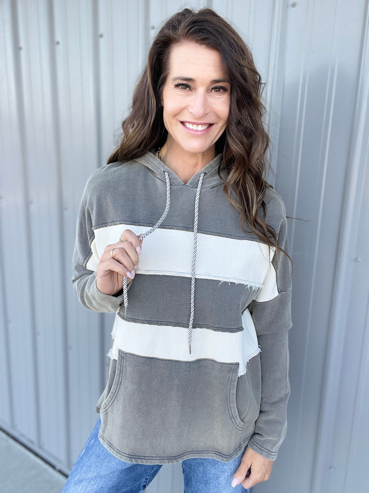 Got It All Color Block Hoodie Pullover In 2 Colors: Ash, Coral *Final Sale*