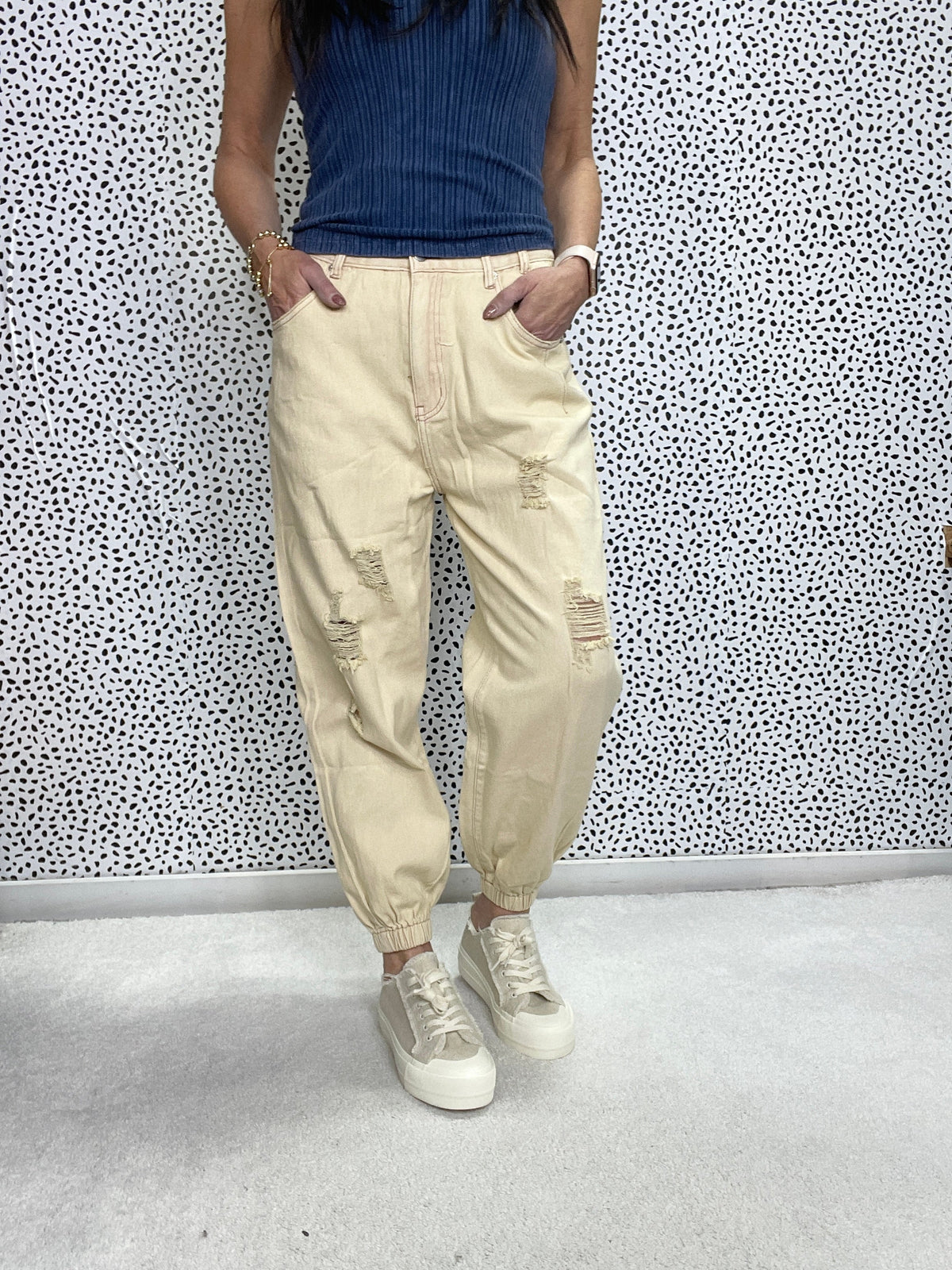 POL Check The Beat Distressed Jogger Pants In 3 Colors