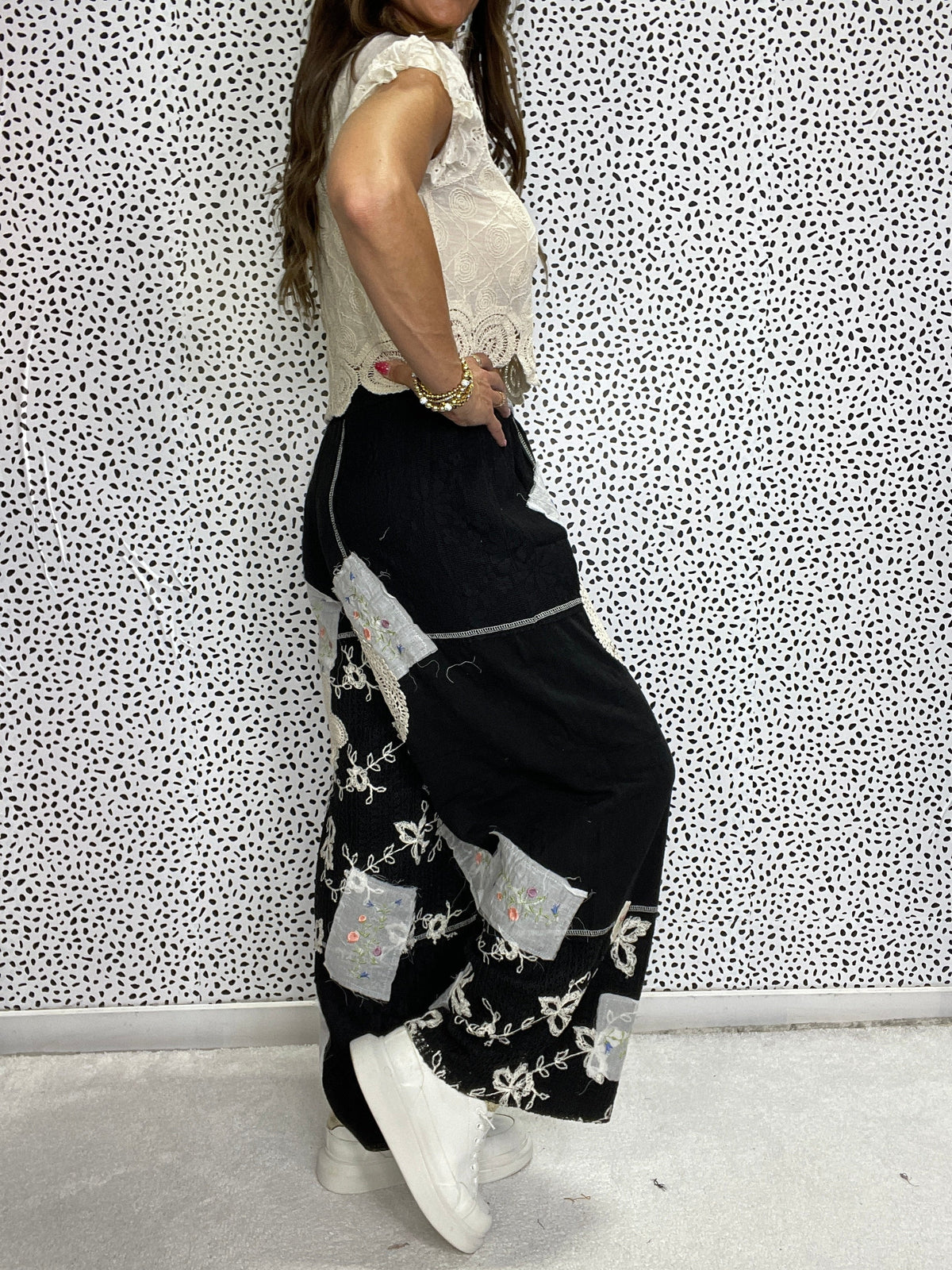 Pol Rose Garden Patchwork Pants In 3 Colors