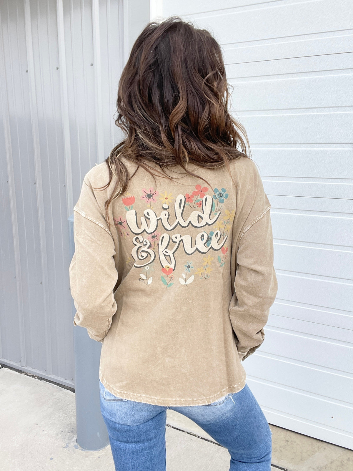 Wild & Free Mineral Washed Top In 3 Colors: Mocha, Olive, Camel *Final Sale*