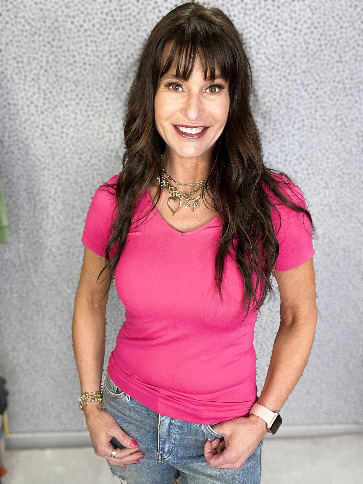 Everyday Great Scoop Neck Reversible Short Sleeve Top In Ten Colors