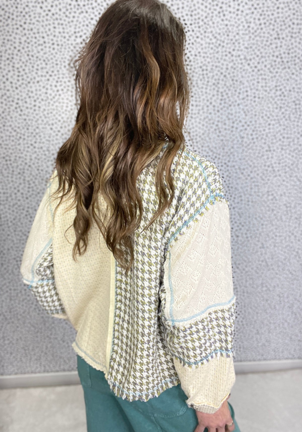 POL Steady And True Tweed Patch Long Sleeve Top In 2 Colors *Final Sale*