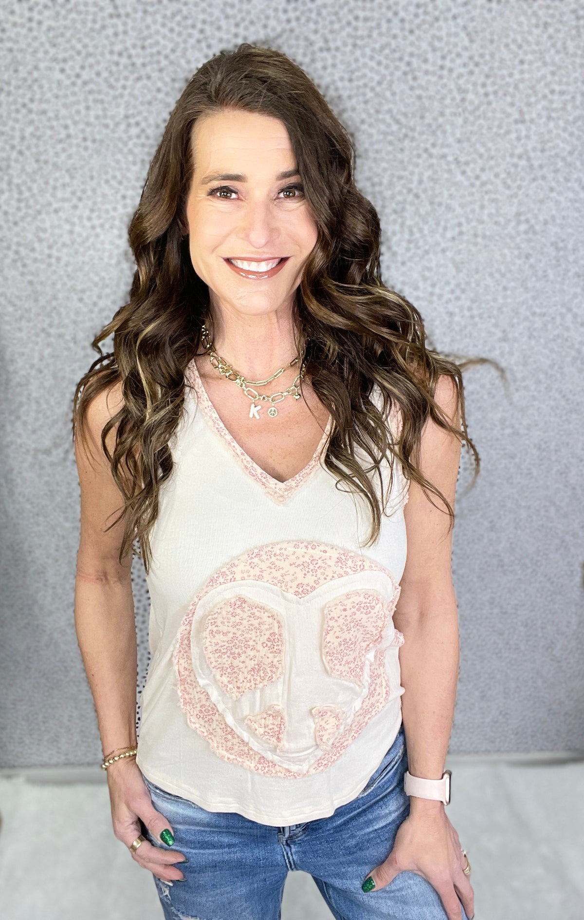 POL Peace Of My Heart V-Neck Sleeveless Tank Top In 6 Colors