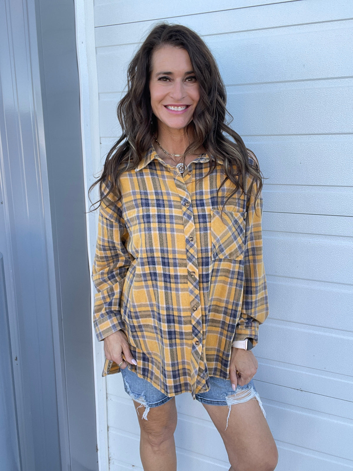 Drifting Away Plaid Button Down Top *Final Sale*