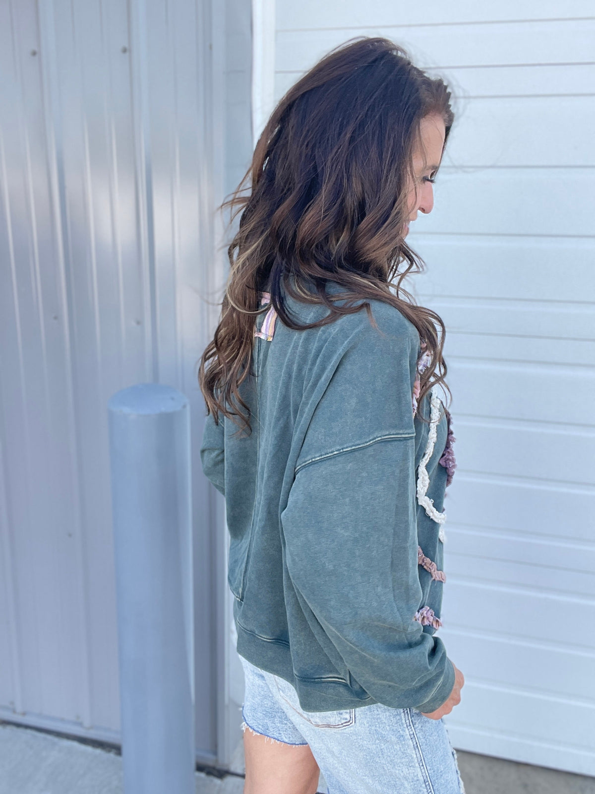 Oli & Hali Forever Love Mineral Washed Heart Terry Knit Top In 4 Colors