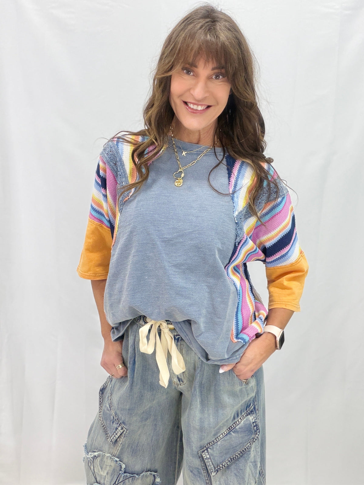 Sunset Serape Contrast Top in 2 Colors
