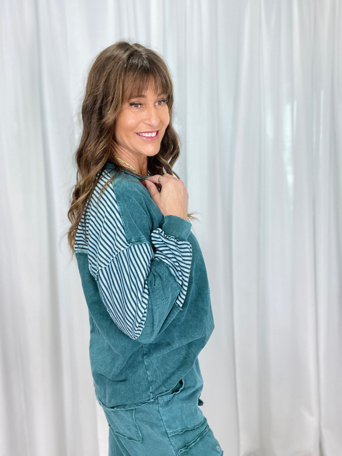 Lucky To Have You Striped Henley Top In 2 Colors *Final Sale*