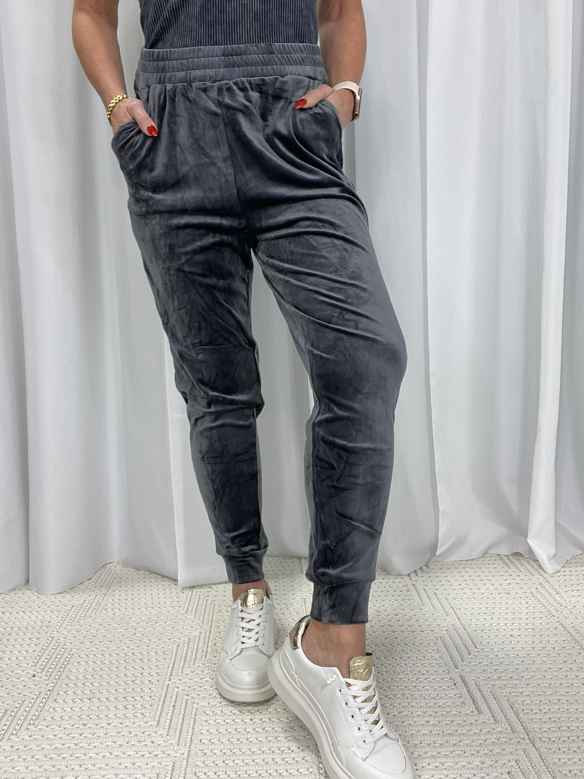 Smooth Moves Velvet Grey Joggers *Final Sale*