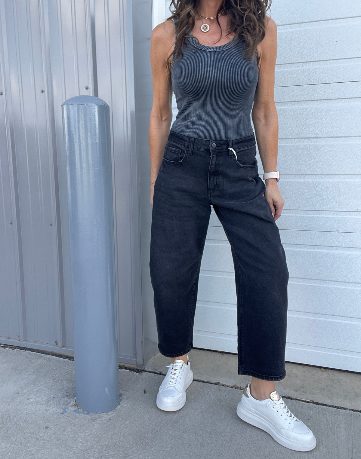 Samantha Barrel Leg Jeans 9BR In Black