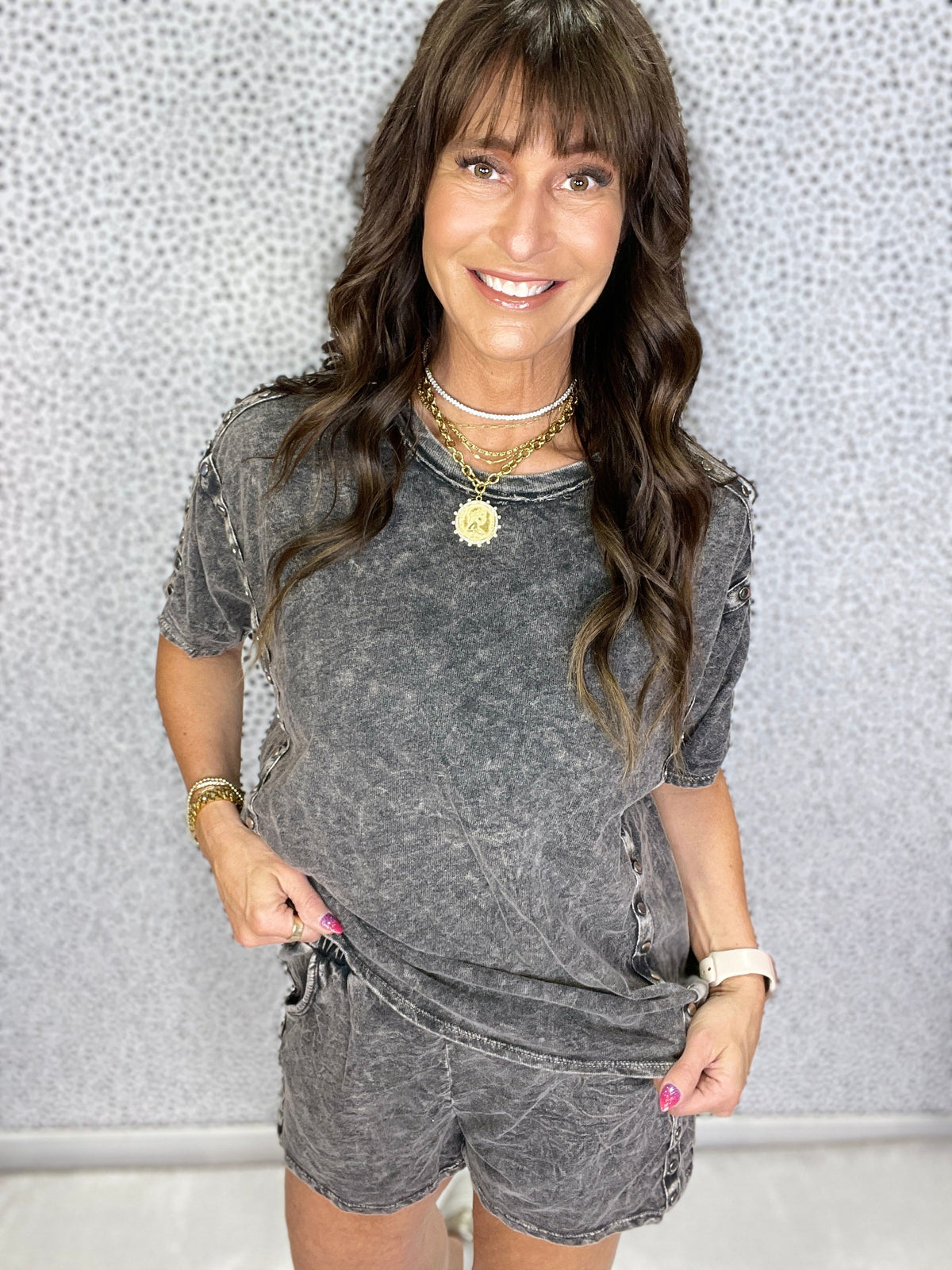 Charmingly Yours Studded Crewneck Top In 4 Colors