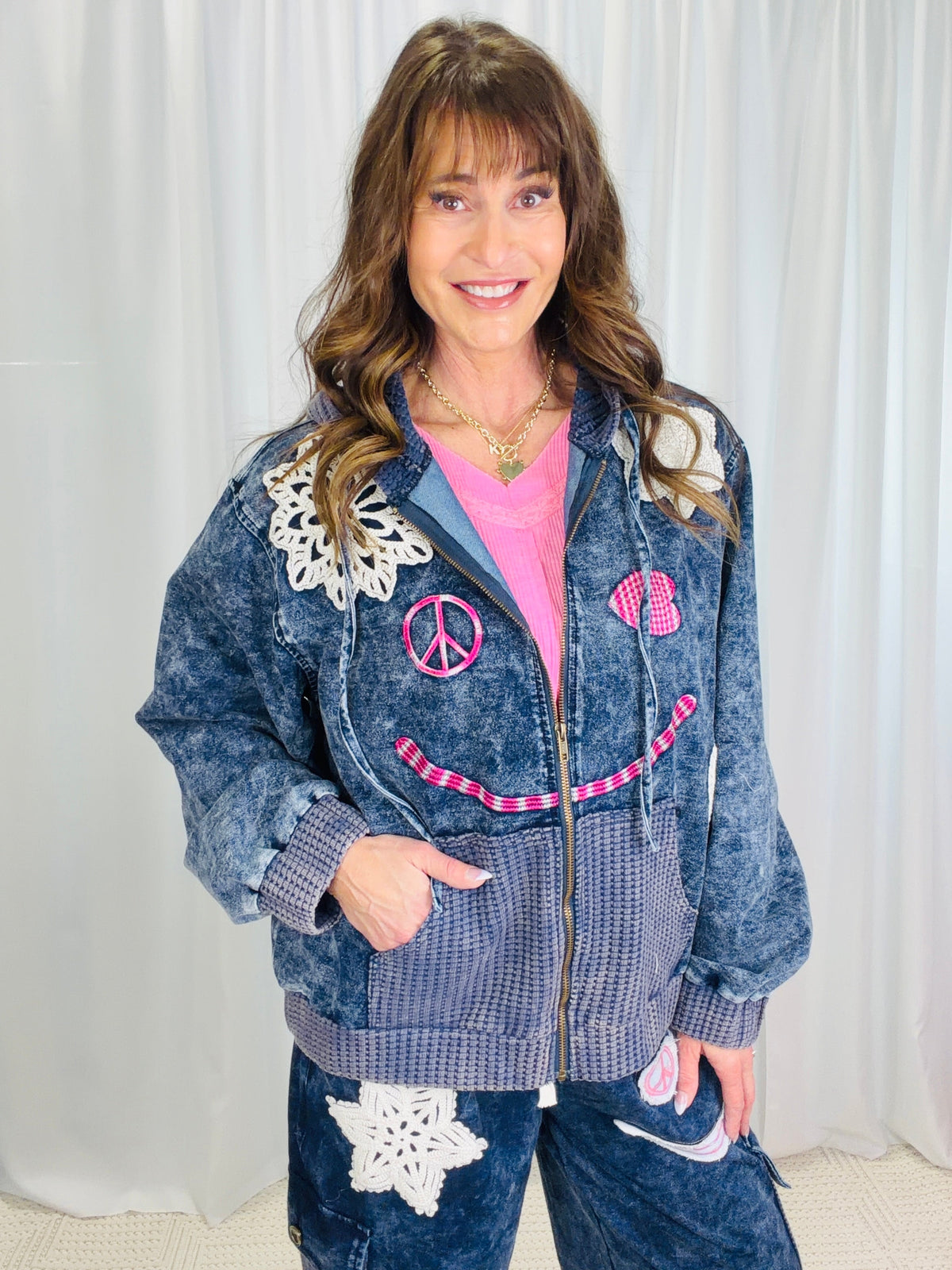 POL Power Play Hooded Oversized Jacket In Indigo *Final Sale*