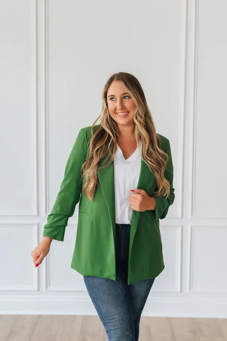 Out Of My Way Scrunch Sleeve Blazer In 3 Colors