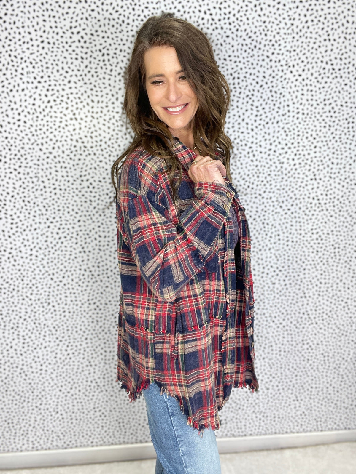 Oli & Hali Fall Park Mineral Washed Plaid Top In 2 Colors *Final Sale*