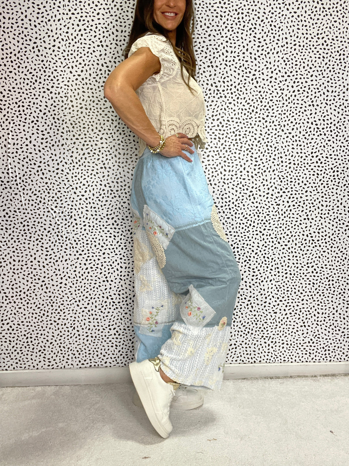 Pol Rose Garden Patchwork Pants In 3 Colors