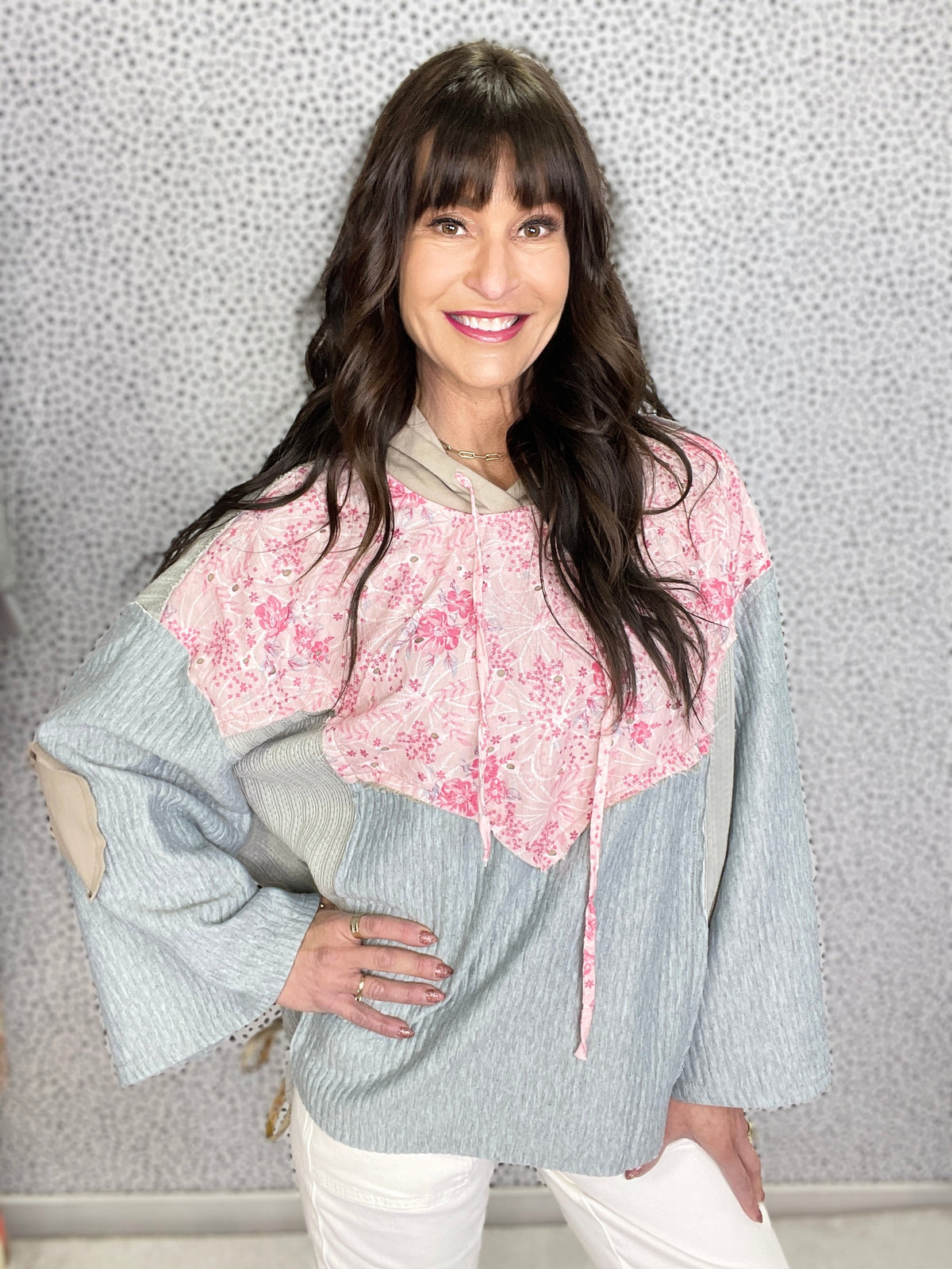 POL Higher Places Hooded Bell Sleeve Top In Grey *Final Sale*