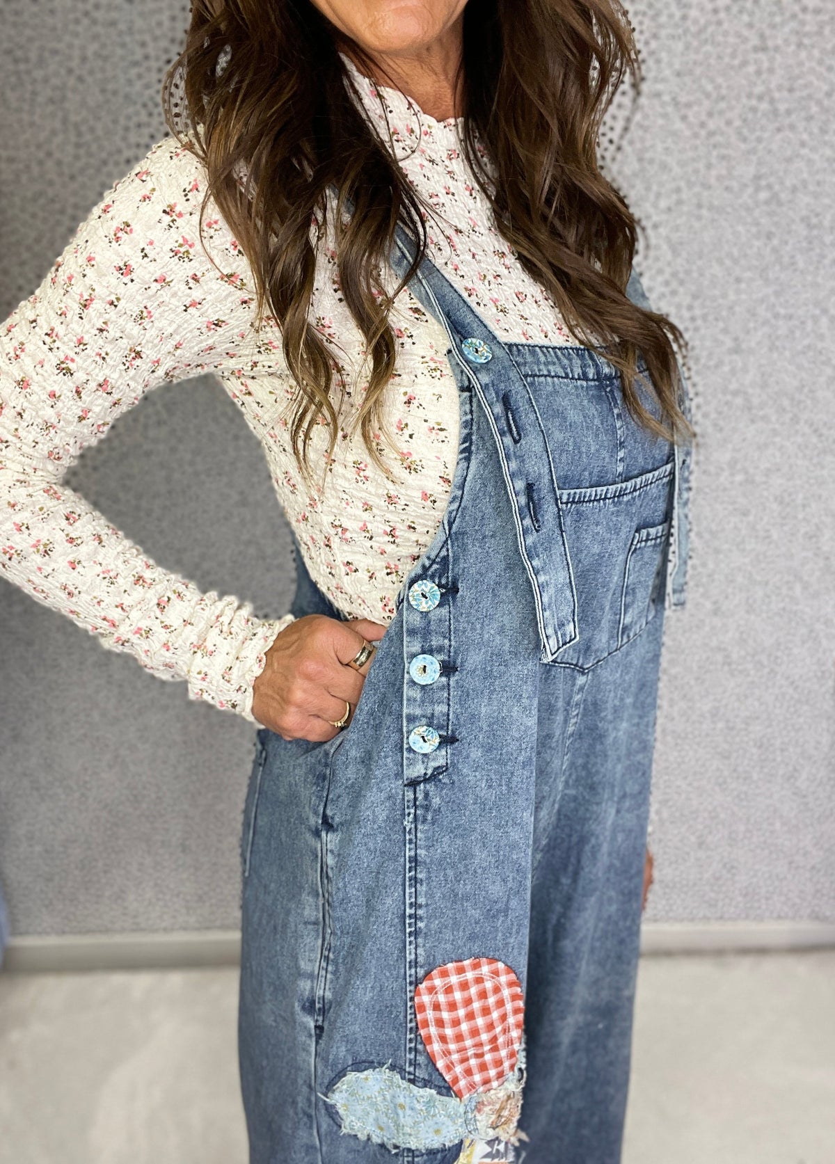 Bloomfield Patchwork Denim Overalls In 2 Colors