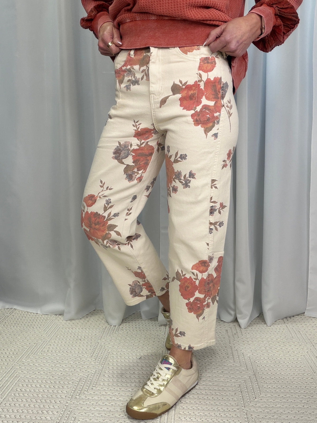 Autumn Bloom Straight-Leg Pants