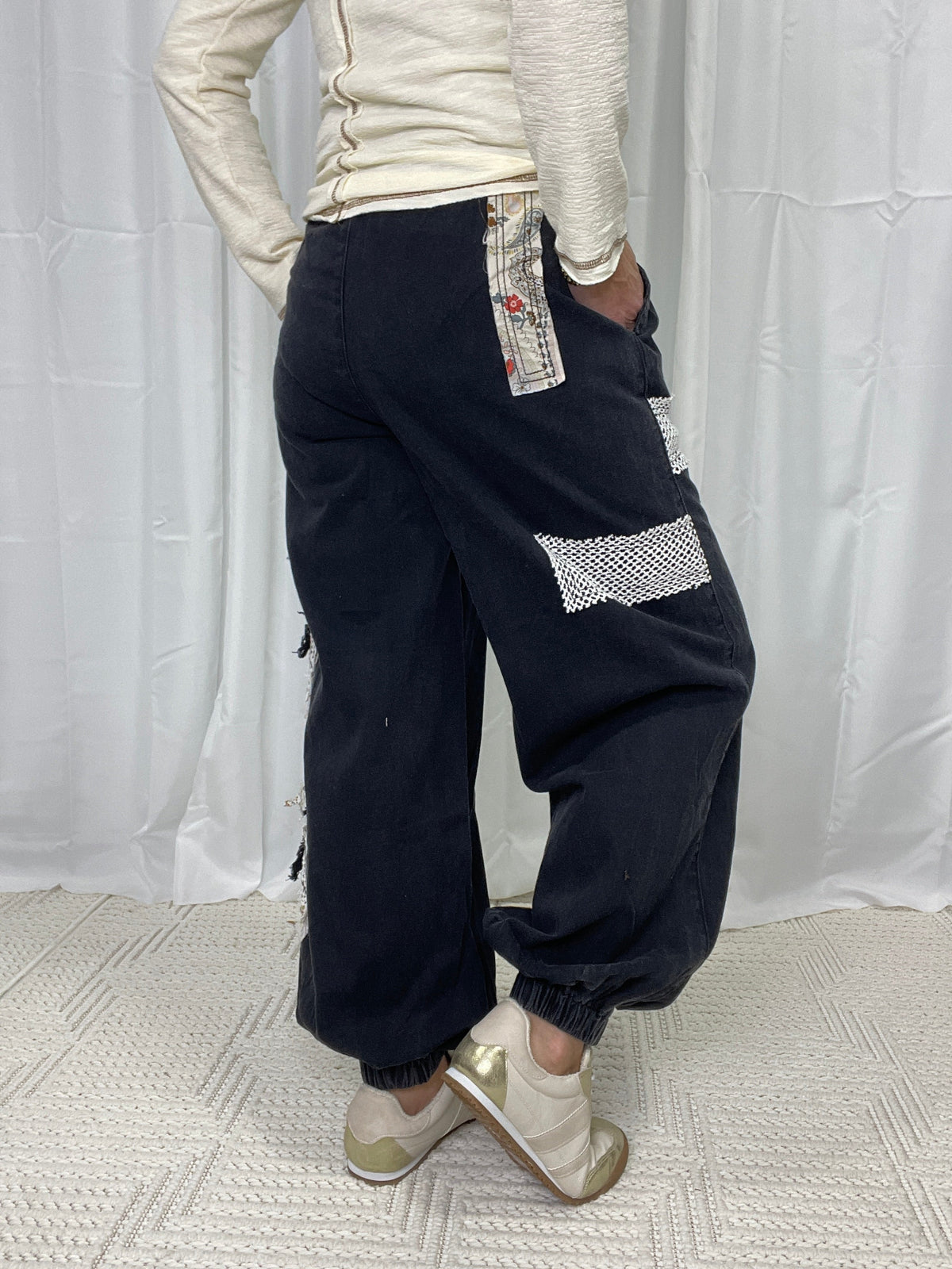 POL Wishing Star Mixed Patches Jogger Pants In 2 Colors