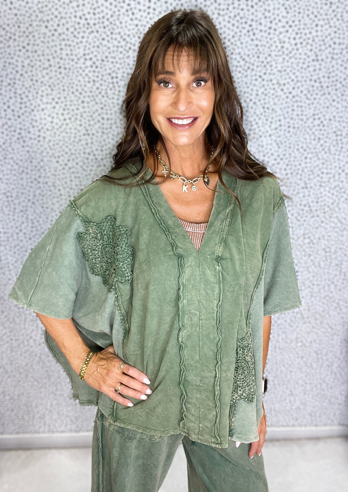 Pick A Date Mineral Washed Boho V-Neck Top In 5 Colors