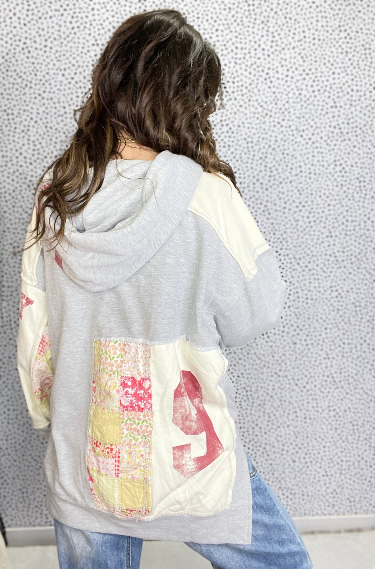 Oli & Hali All The Jazz Patchwork Detail Hoodie In Grey