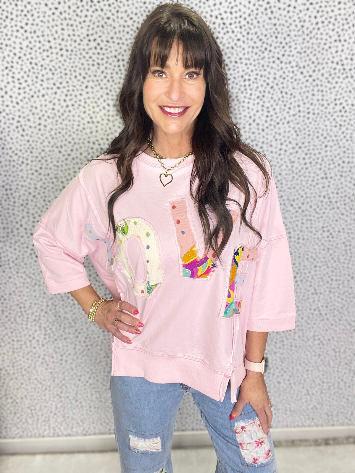 Love All Around Love Patch Terry Knit Pullover In 6 Colors