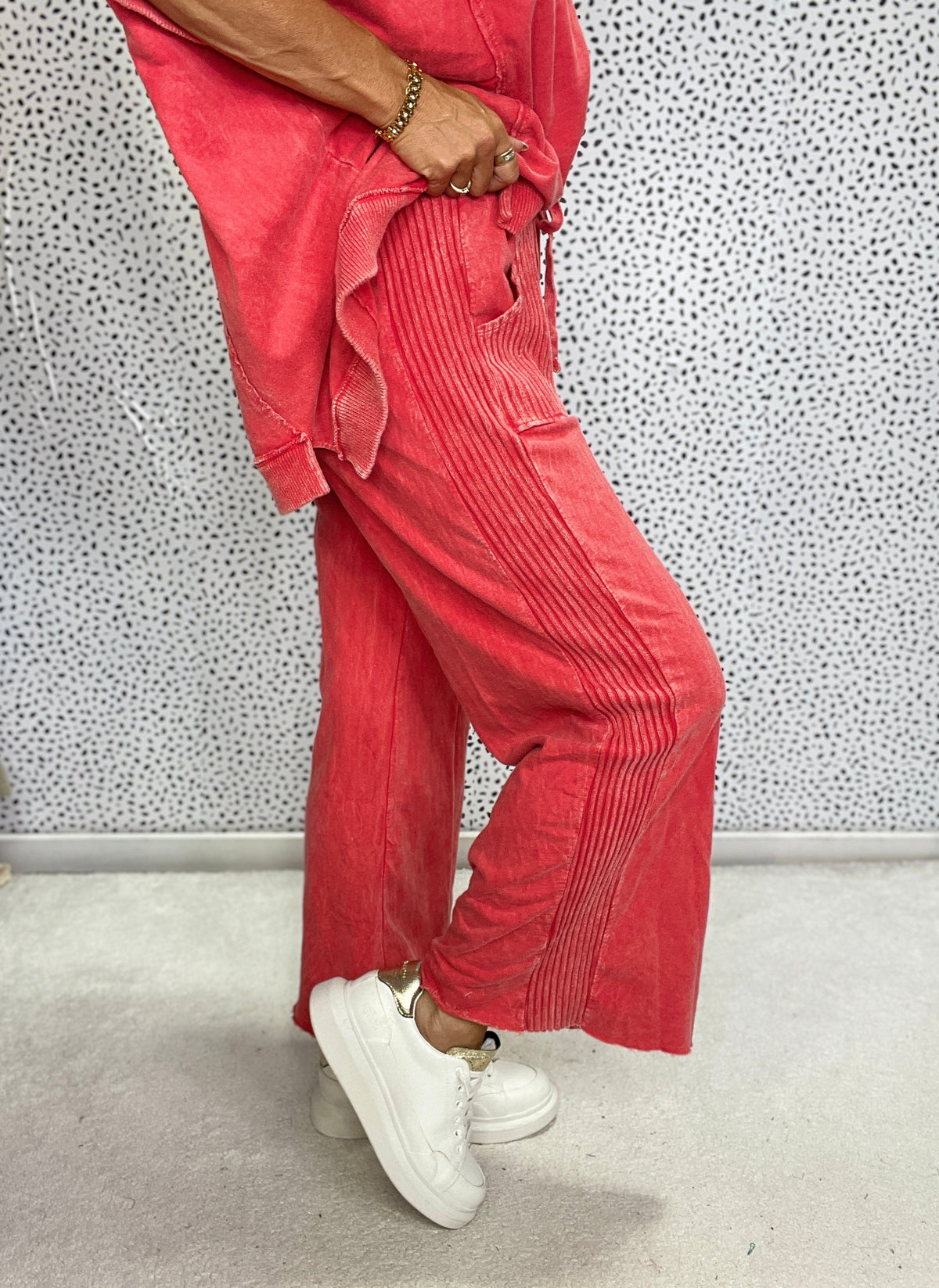 Lucky Lady Ribbed Accent Easy Mineral Wash Pants In 6 Colors